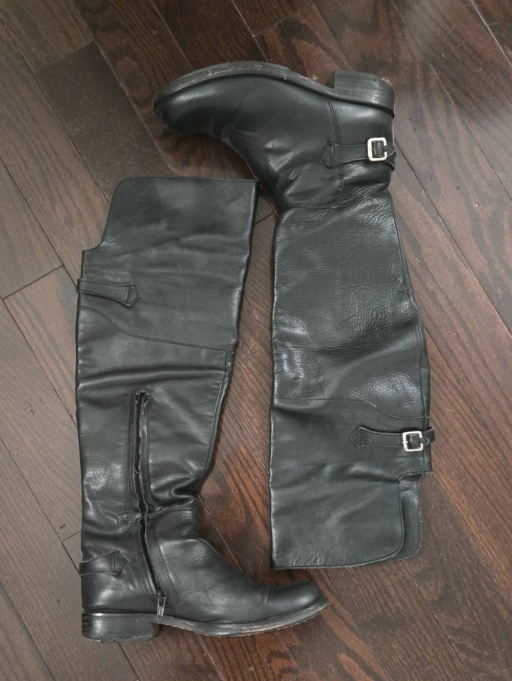 Steve Madden Black Leather Knee High Boot
